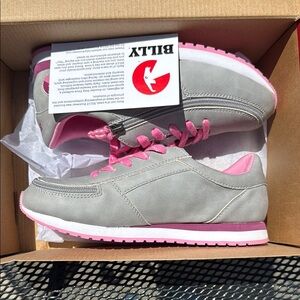 Gray and Pink Retro-Inspired Sneakers